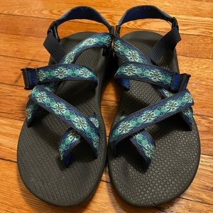 Blue Patterned Chaco Sandals